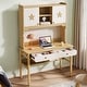 preview thumbnail 1 of 8, Industrial Kids Desk Study Writing Table with Storage for Children Brown+White