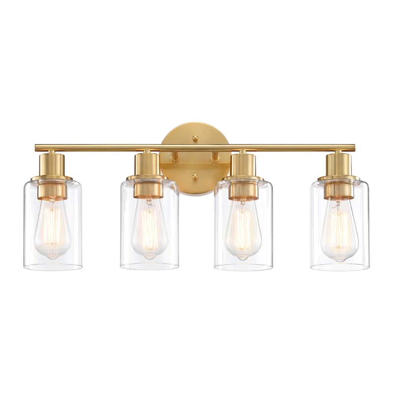 4-Light Clear Glass Shade Dimmable Bathroom Vanity Lights Wall Sconces