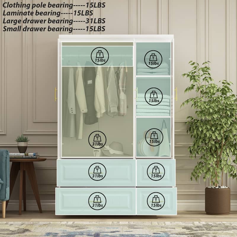 Modern Freestanding Wardrobe Armoire Closet High Cabinet Storage White - 93.7"H