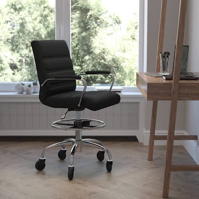 Drafting Chair with Roller Wheels, Adjustable Foot Ring