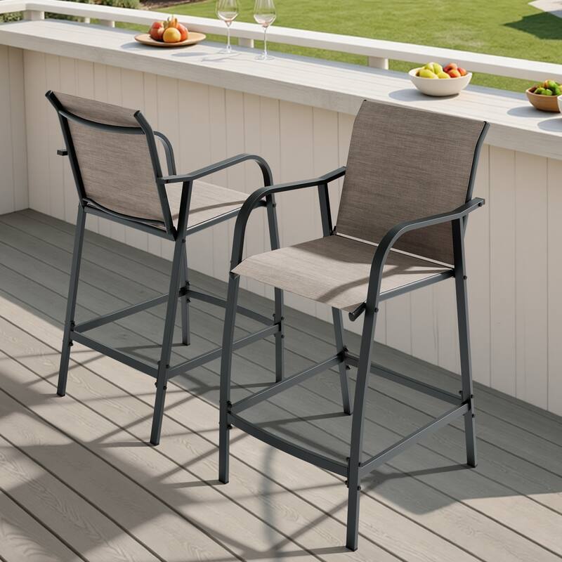 Pellebant Outdoor Bar Height Barstools Patio Bar Stools Chairs - 22.5 " D x 21.3 " W x 44 " H - ESSPRESO-2PC