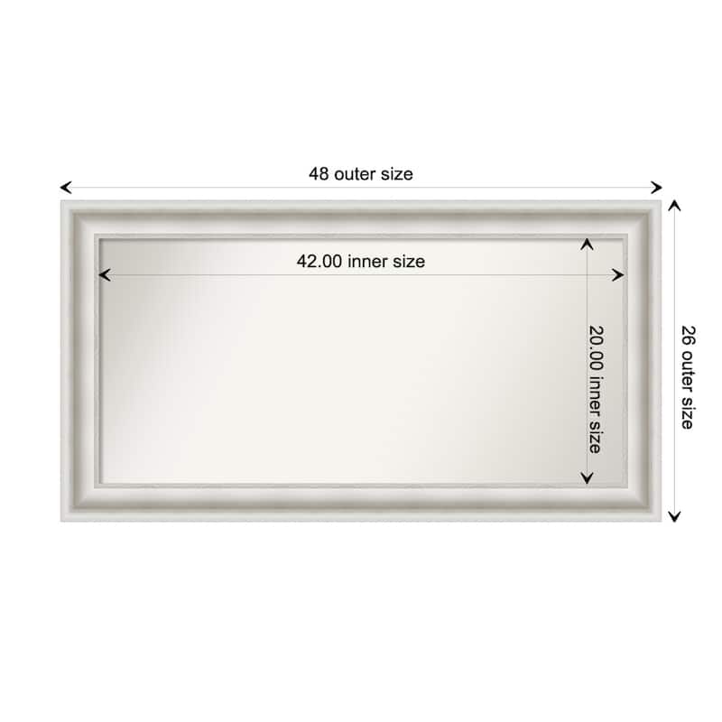 Parlor White Framed Non-Beveled Custom Wall Mirror, Bathroom Vanity Mirror - Outer Size: 47.5 x 25.5