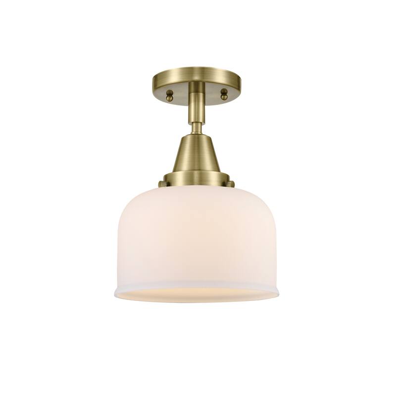 Innovations Lighting Caden Bell - 1 Light 8" Flush Mount - Antique Brass/Matte White