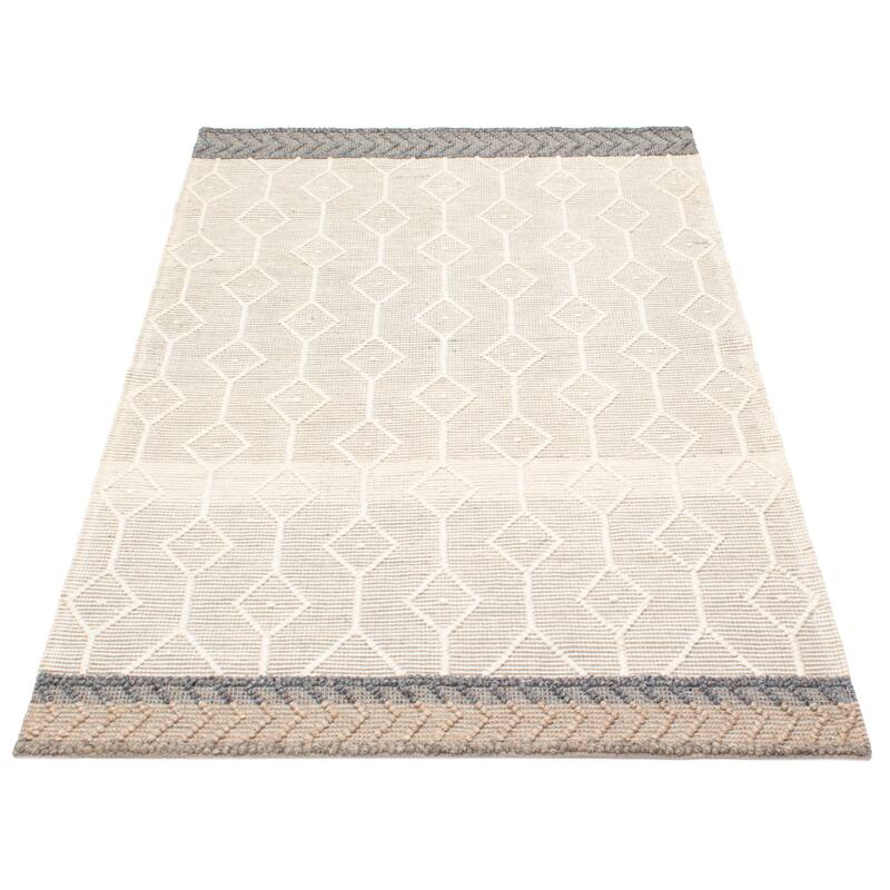 ECARPETGALLERY Braid weave Sienna Cream Wool Rug - 5'1 x 8'3