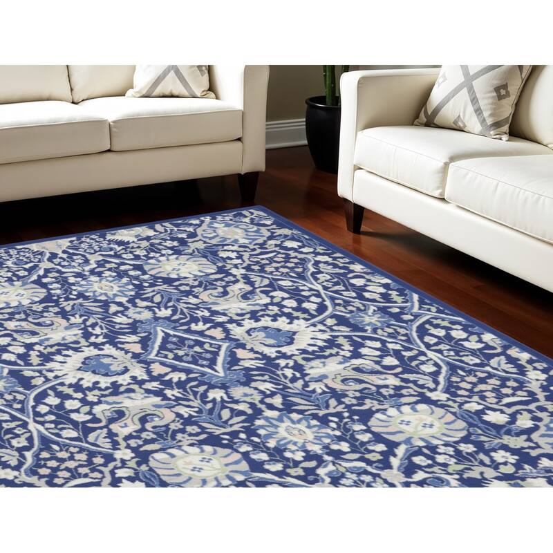 Power Loomed Distressed Floral Traditional Non Skid Stain Resistant Area Rug - 120' X '84' X '0.39 - 120' X '84' X '0.39 - Cream/Onyx - Rectangle