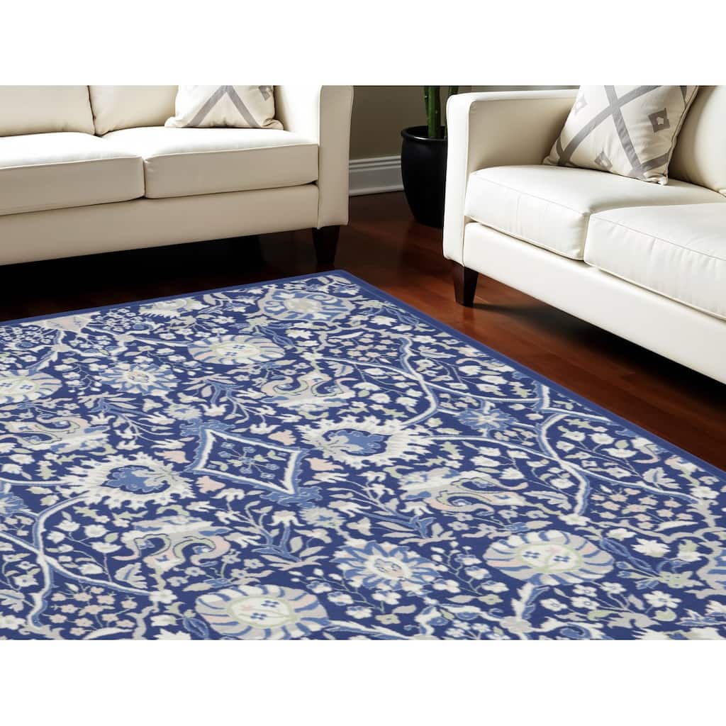 Power Loomed Distressed Floral Traditional Non Skid Stain Resistant Area Rug - 120' X '84' X '0.39
