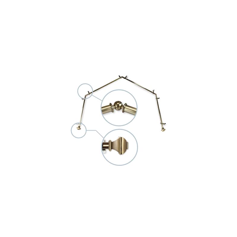 Retro Curtain Rod Set - Adjustable Telescoping Rods with Finials - Antique Brass Hardware - M