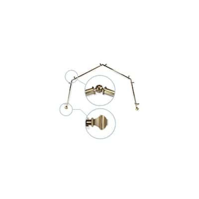 Retro Curtain Rod Set - Adjustable Telescoping Rods with Finials - Antique Brass Hardware - M