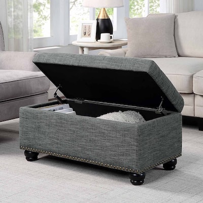 Upholstered Storage Ottoman with Hidden Storage Space for Seating, Footrest or Decorative Home Accent