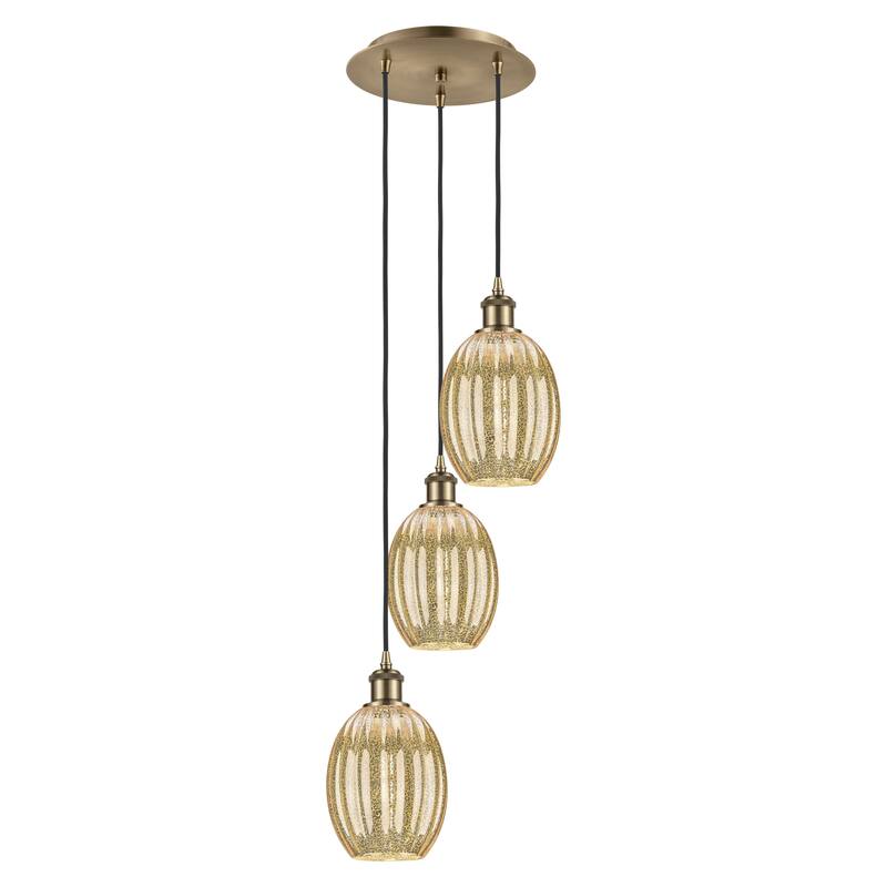 Innovations Lighting Endless Possibilities Ballston - Preston - 3 Light 13" Bulb Shade Cord Hung Multi Pendant - Antique Brass/Mercury