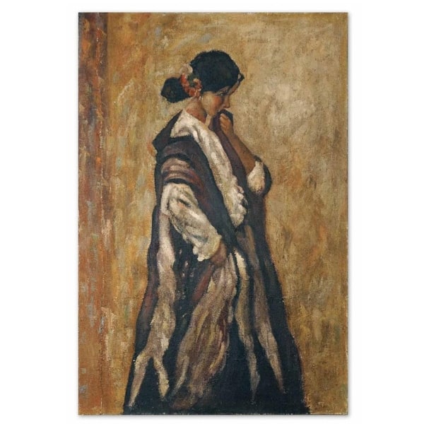 Shop 72 Hand Painted Oil On Burlap Female In Flowing Garb