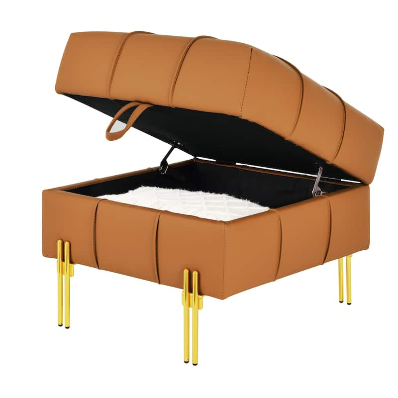 22 inches Anti-scratch Leather Storage Ottoman