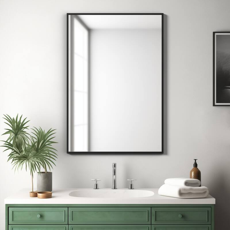 Rectangle Wall Mirror Bathroom Mirror Vanity Mirror(Set of 2) - 26*0.8*37.7