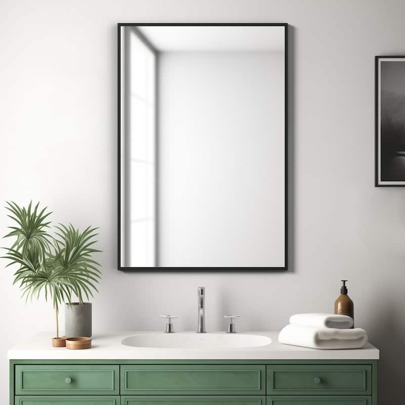 Fashionable Wall Mirror with Aluminum Alloy Frame (Set of 2) - Black - 38*26