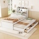 preview thumbnail 3 of 23, Twin Size Wooden LED Platform Bed with Trundle, with Storage Headboard, with Drawers