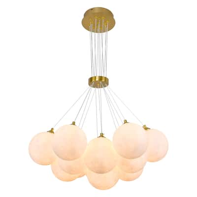 13 - Light Dimmable Globe Chandelier - Brushed Gold