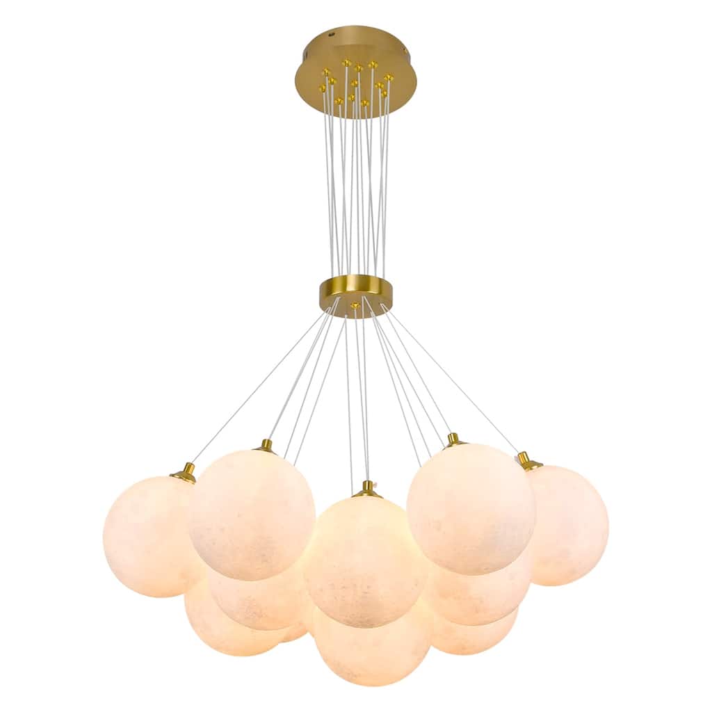 13 - Light Dimmable Globe Chandelier - Brushed Gold