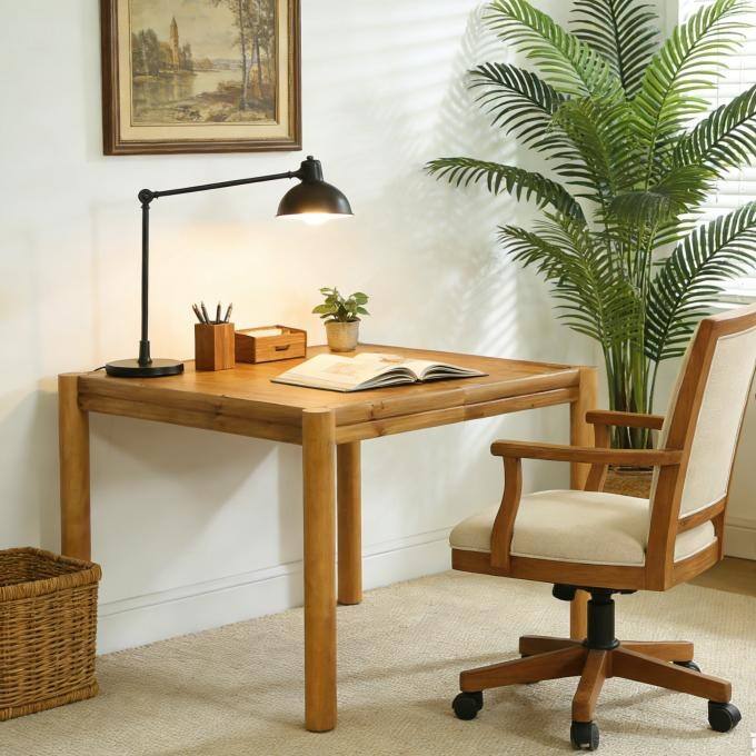 39.37" Square Solid Wood Conference Table, Small Meeting Table for 4