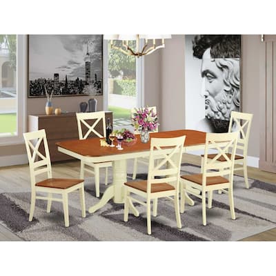 7 Piece Dining Set - Kitchen Table with Leaf & 6 Chairs - Buttermilk Cherry Finish