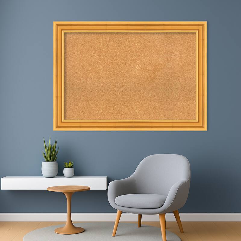 Sierra Gold Wood Framed Cork Board - Bulletin Board, Organization Board, Pin Board