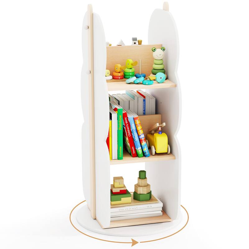 Gymax Kid's Rotating Bookshelf w/5 Shelves Rotatable Display Shelf for - White
