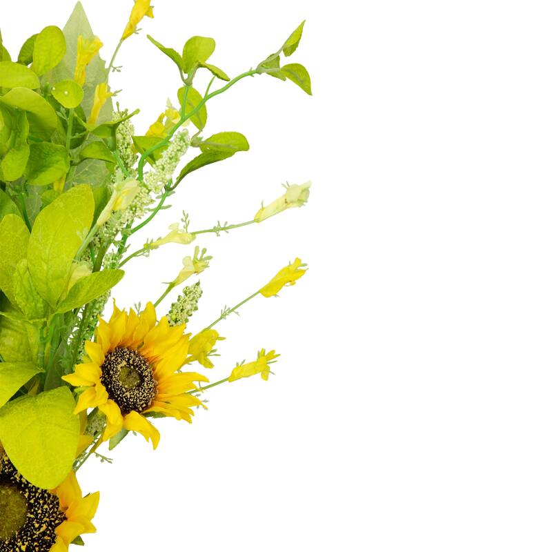 Sunflower and Wildflower Artificial Floral Silk Spray - 33" - Yellow