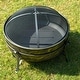 preview thumbnail 2 of 9, 31" Outdoor Wood Burning Fire Pit Cauldron w Metal Grate, Screen, Poker