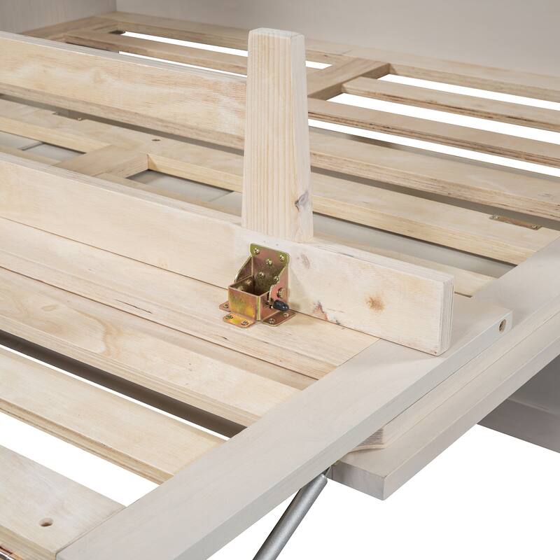 Foldable Murphy Bed with Large Drawers, USB Ports and Outlets