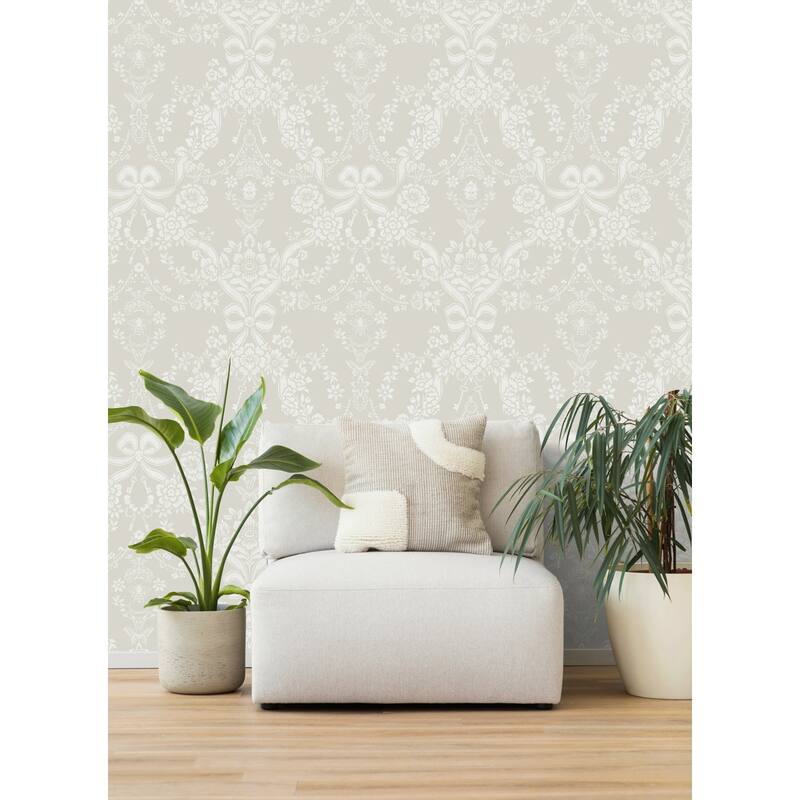 Bow Damask Non-Pasted Wallpaper – 396in. x 21in. – Covers 56 square feet