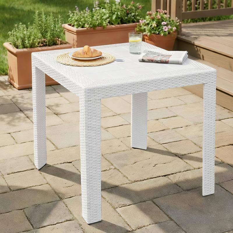 Mace Modern Outdoor Bistro Dining Table with Weather Resistant and Weaver Design for Patio or Decks