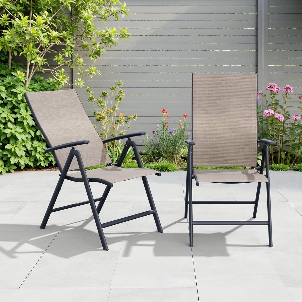 2/4-piece Folding Patio Chair Set Outdoor Adjustable Dining Chair
