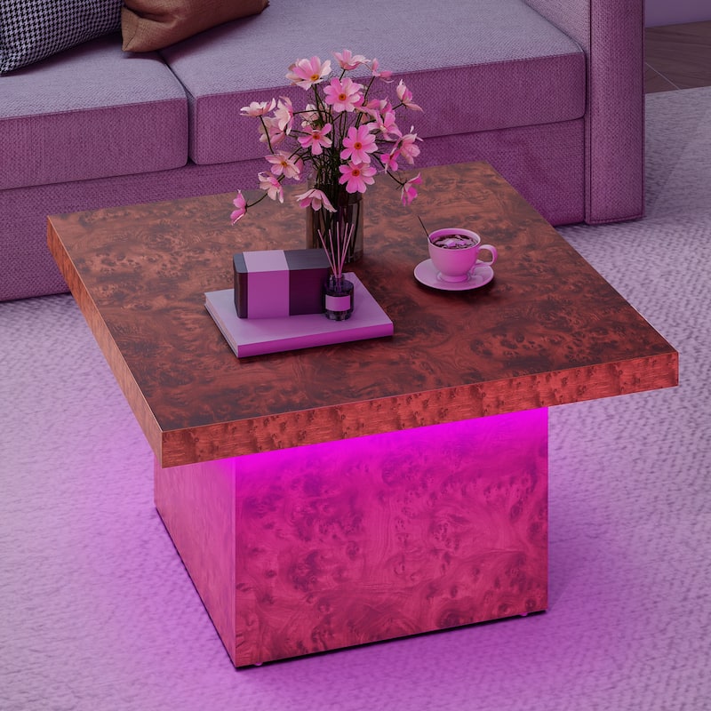 Moasis Modern Square Coffee Table with App-Controlled LED Lights