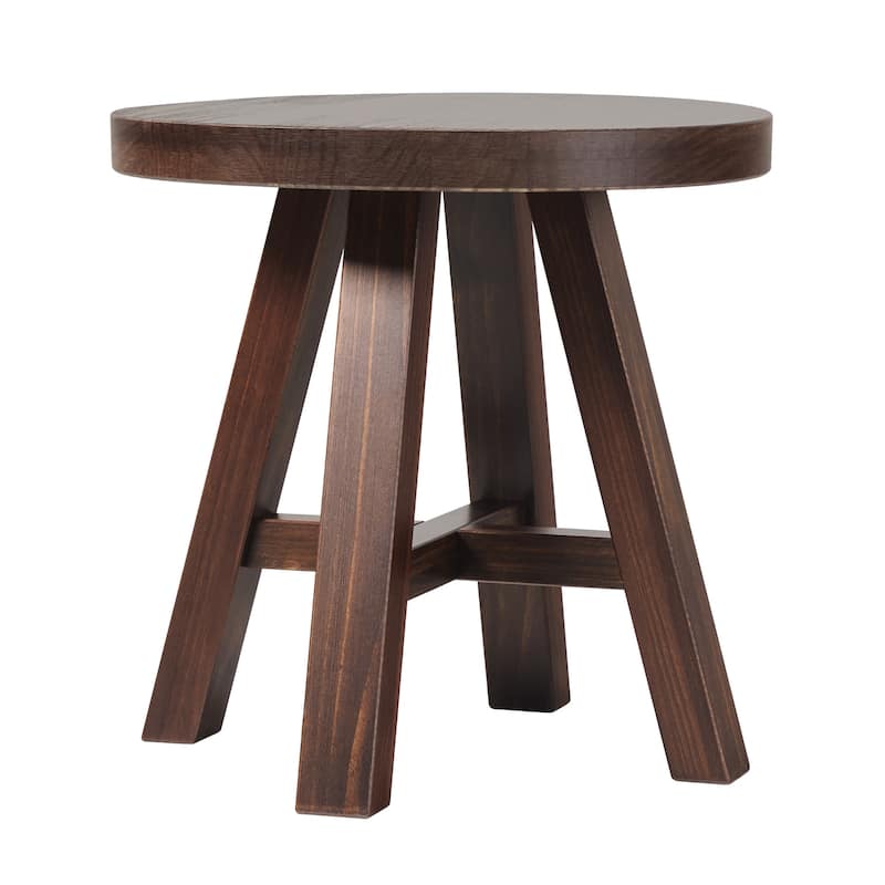 Walker Edison Modern Farmhouse Circle Solid Wood Side Table