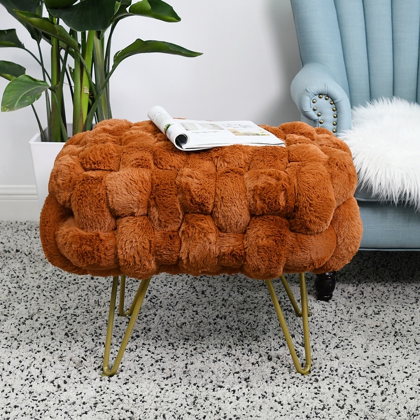 Soft Fauxfur Pouf Stool Ottoman Fuzzy Entryway Bench Seat 27 x20 x19 On Sale Bed Bath Beyond 36341201