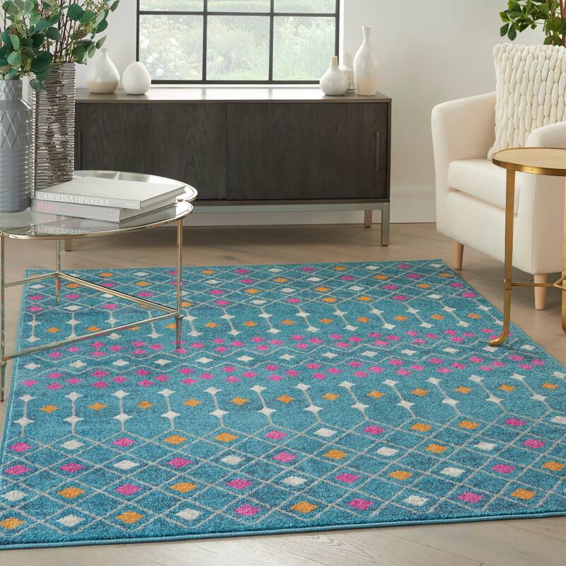 Nourison Passion Moroccan Geometric Diamond Area Rug - 5'3" x 7'3" - Blue/Multicolor - Rectangle