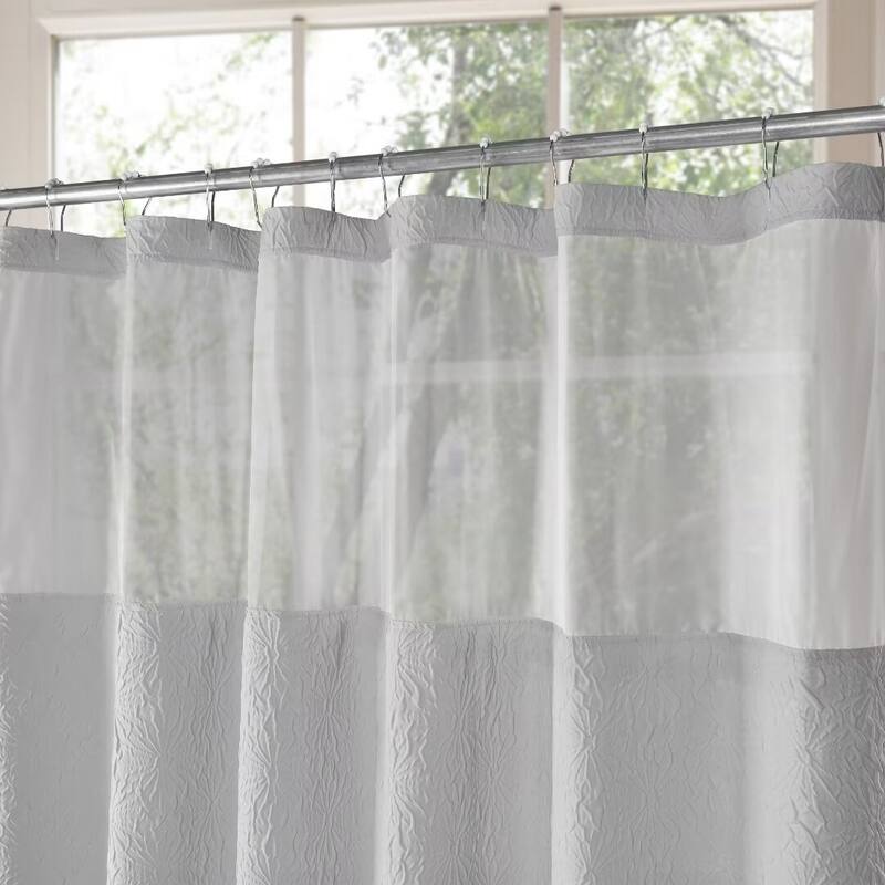 Starburst Crinkle Shower Curtain with Snap-in Liner 12 Hooks Included