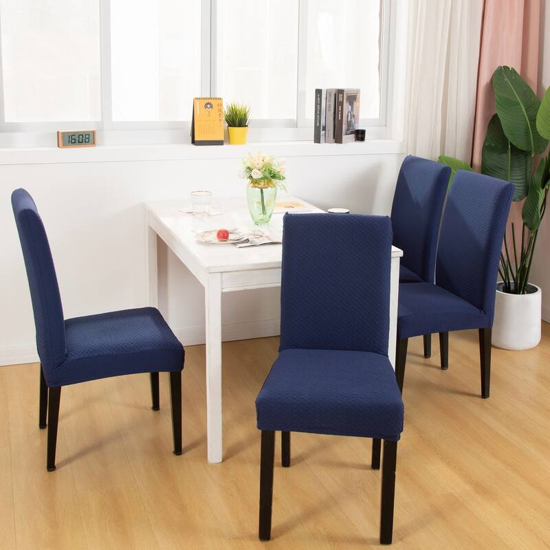 Enova Home Jacquard Polyester Spandex Fabric Stretch Dining Slipcovers Removable Anti-Dirty Fitted Furniture Protector Set of 2