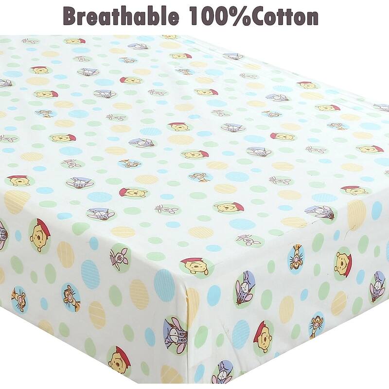 Polka Dot Animal Bear Friends ABC&123 Unisex Multi-color Cotton Toddler/Baby Crib Child Fitted Sheet Set (Pack of 3) - N/A