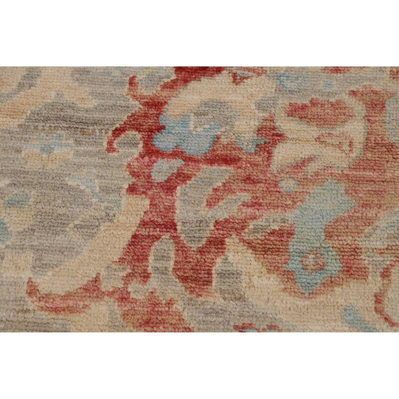 Vegetable Dye Oushak Turkish Rug Handmade Floral Wool Carpet - 8'2"x 10'2"