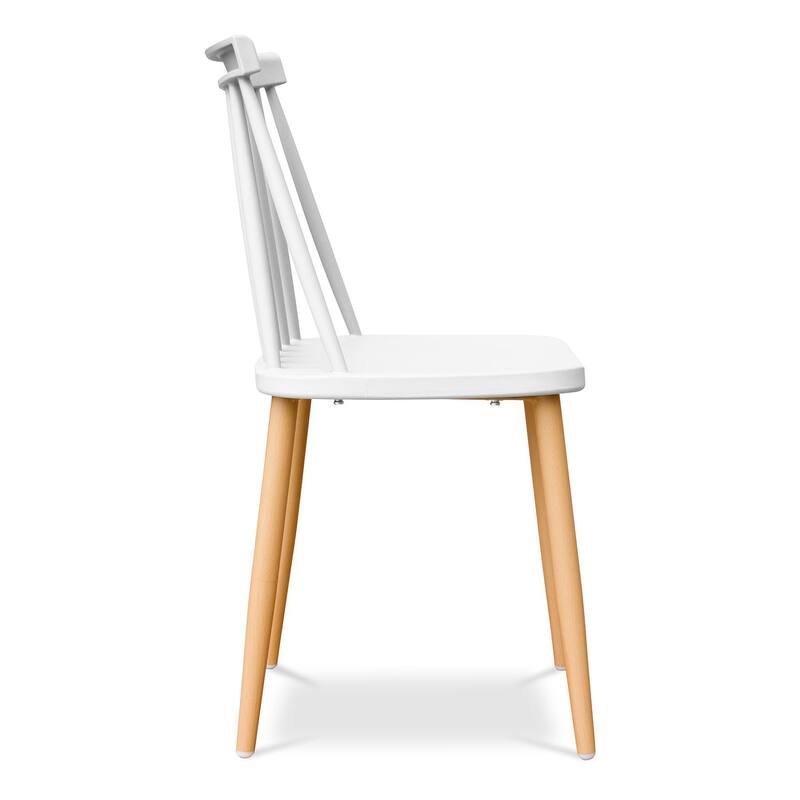 HomeRoots White And Natural Metal and Plastic Windsor Back Dining Side Chair