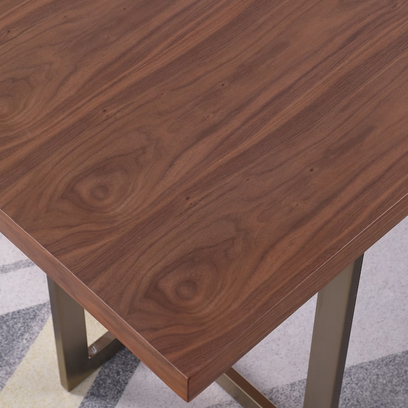 Furniture Contemporary Walnut Veneer Top Dining Table with Durable