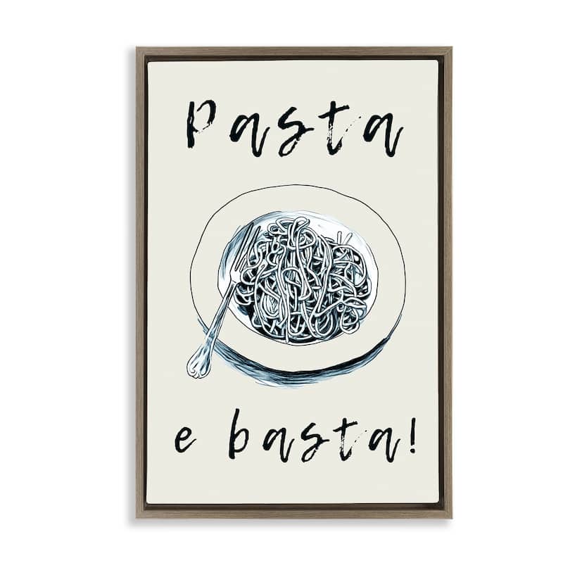 Stupell Pasta e Basta Meal Framed Floater Canvas Wall Art Design By Andreas Magnusson - 17 x 25 - Brown