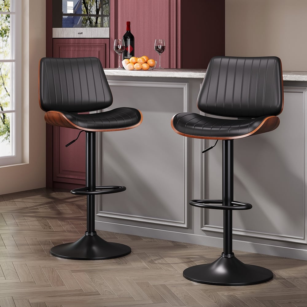 Swivel Adjustable Height Counter Stools, Bar Stools with Backs - 20" W X 18"D X 24-33" H