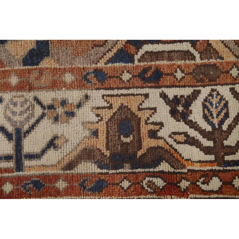 Orange Bakhtiari Persian Vintage Area Rug Handmade Wool Carpet - 7'0"x 10'4"