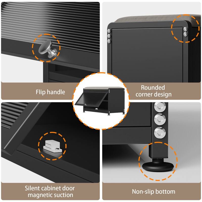 2-Tier Flip-Up Shoe Bench with Storage – 286lb Capacity, Soft Seat & Magnetic Closure