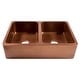 preview thumbnail 2 of 9, Lange Copper 32" Double Bowl Farmhouse Apron Front Undermount Kitchen Sink