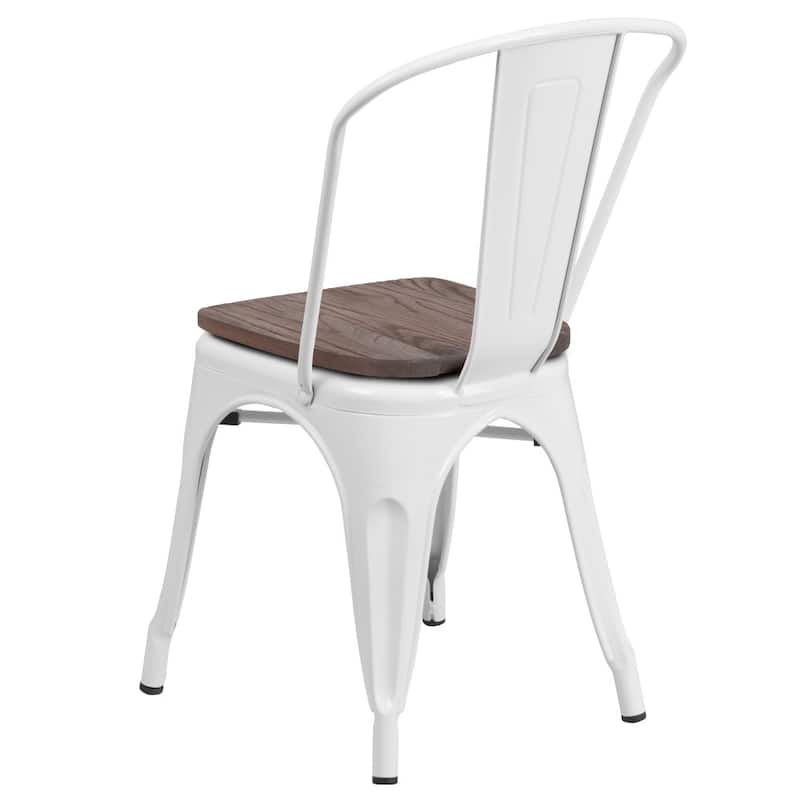 Wood Seat/ Galvanized Steel Stackable Chair (Set of 4) - 18"W x 20"D x 33"H