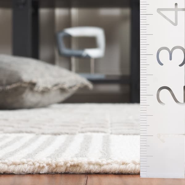 dimension image slide 2 of 3, SAFAVIEH Handmade Genre Gunbritt Checkered Wool Rug