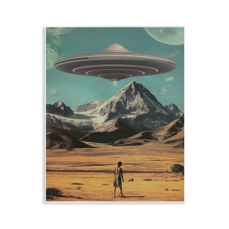 Stupell Woman with Overhead UFO Wall Plaque Art Design By Wumples - 11 x 14