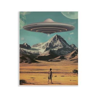 Stupell Woman with Overhead UFO Wall Plaque Art Design By Wumples